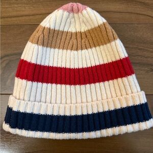 GAP Striped Beanie - Red, Brown, and Blue